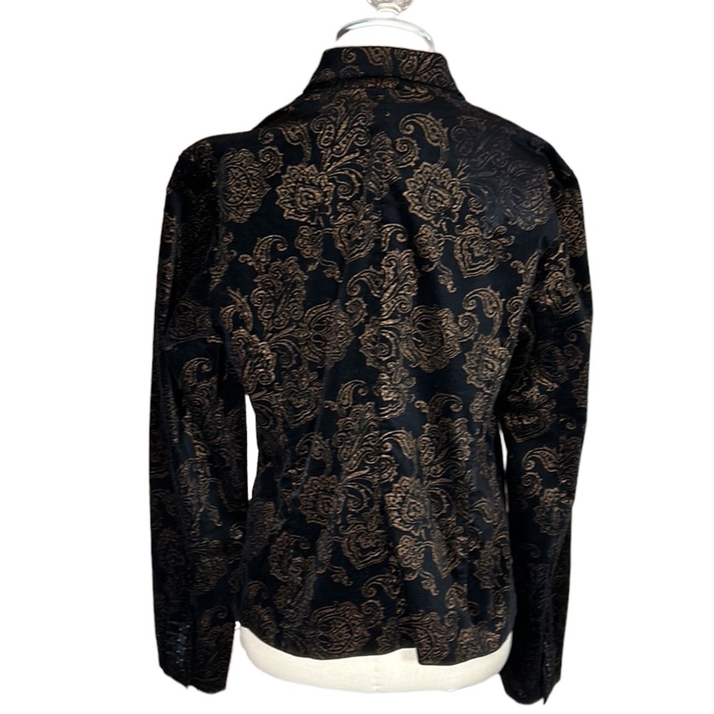 Lauren Ralph Lauren Black Velvet Gold Brocade Blazer - Picture 2 of 12